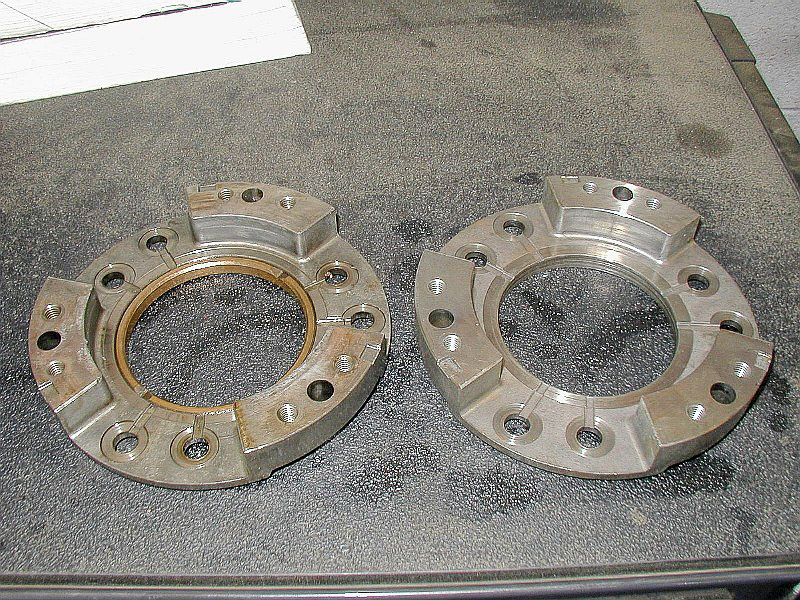 Rear halves of differential cases. AMG on the left and Jeep on the right. Note that AMG uses a bronze bushing where it rides on the mainshaft