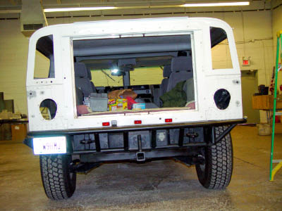 Truck without rear doors and windows