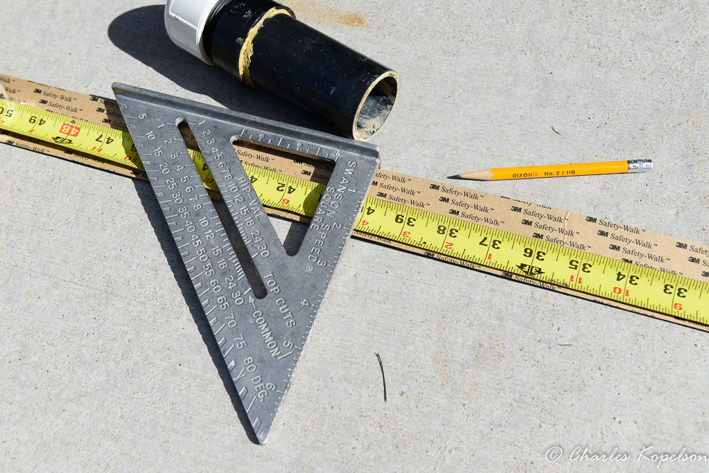 Mark your length. Using a square draw a perpendicular line at your mark.