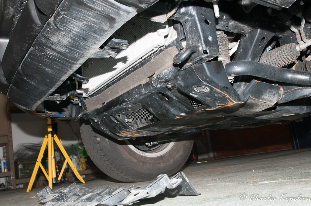 This shows the trail editions front skid plate which I removed when I replaced the front end with the new front bumper / brush guard.