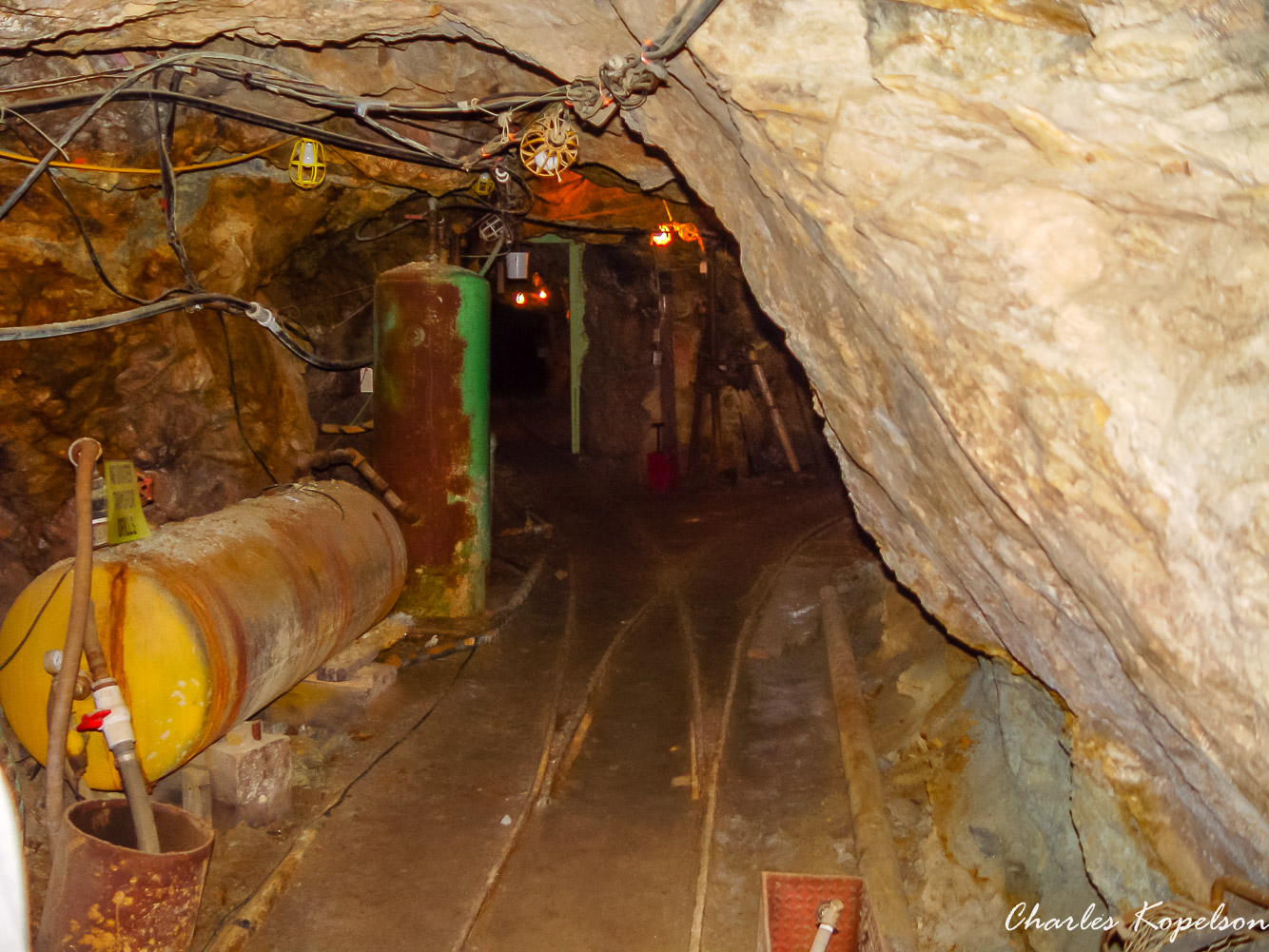 In the mine.