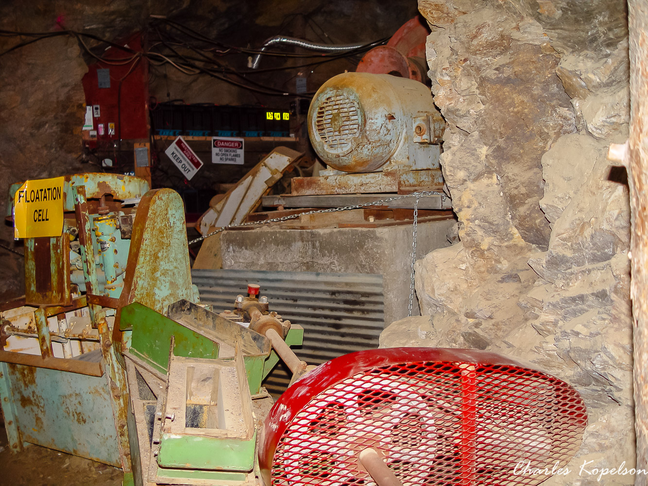 In the mine.